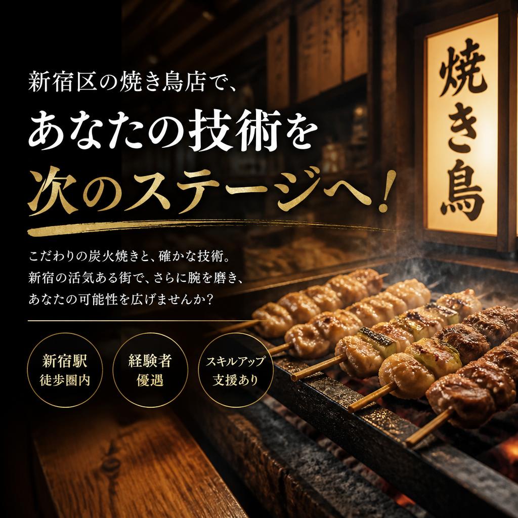 新宿区の焼き鳥店で、あなたの技術を次のステージへ！