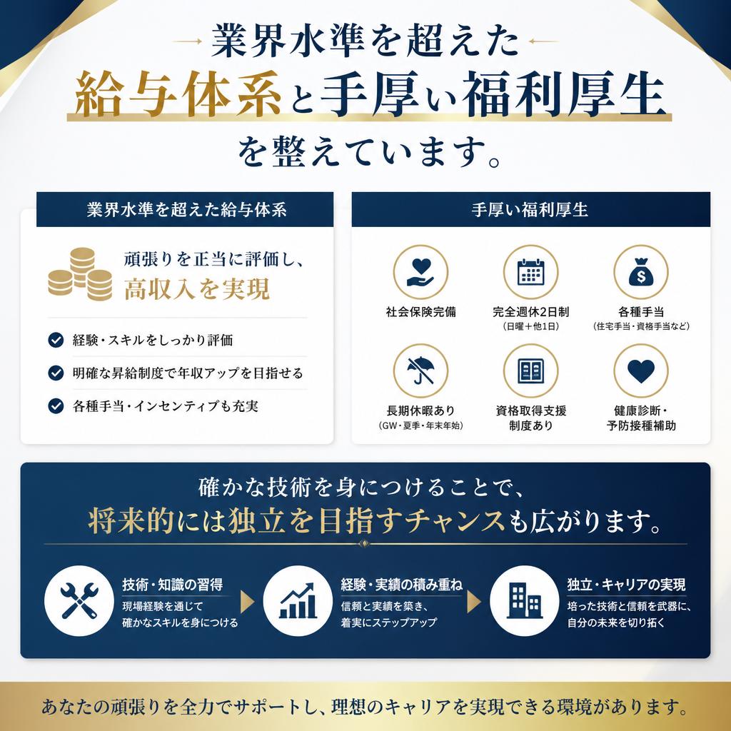 高収入と福利厚生の充実